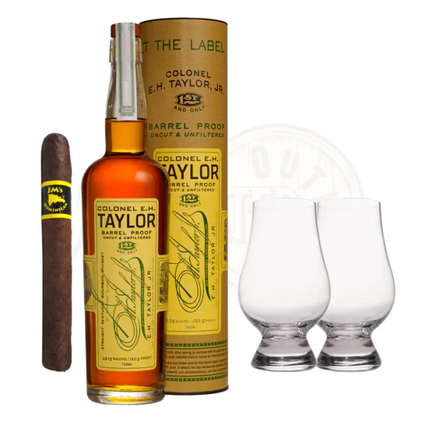 E.H. Taylor Barrel Proof Bourbon with Glencairn Set & Cigar Bundle